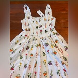 NWT 7 for All Mankind White Sleeveless Midi Dress Botanical Pockets Size 8